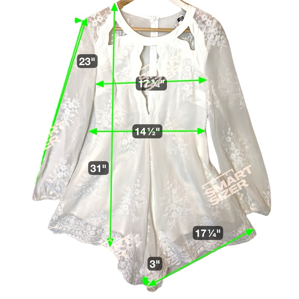 Shareen Embroidered Lace Romper Women's 10 White Beach Wedding Boho Cowgirl Chic - Picture 5 of 10